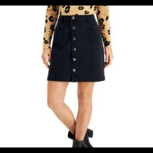 Black denim skirt